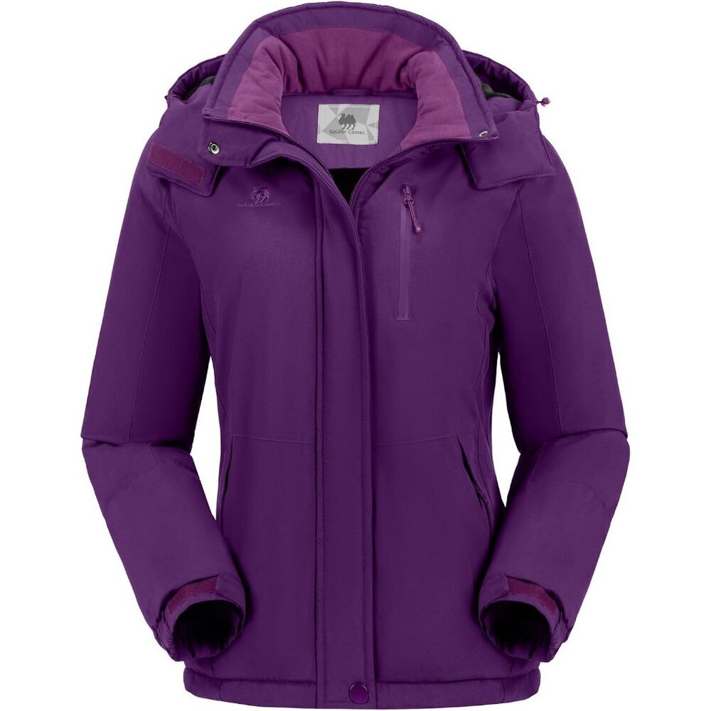 Women's Purple Snow Ski Hooded Jacket Coat Mountain Snowboarding Waterproof